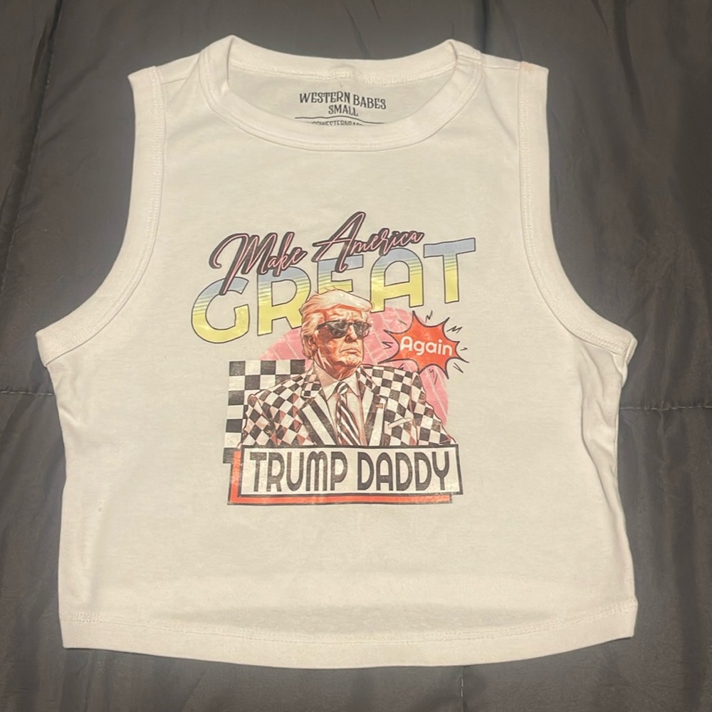 White Graphic Tank Top - 'Make America Great'